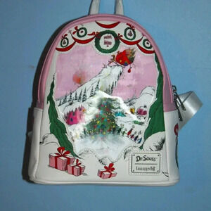 Loungely Dr. Seuss The Grinch That Stole Christmas Lenticular Scene Backpack NWT